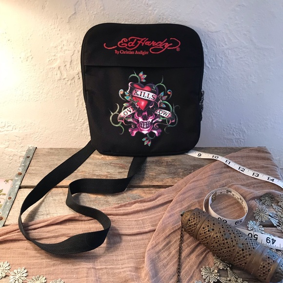 Ed Hardy Handbags - Ed Hardy Cross Body Pouch Christian Audigier #636